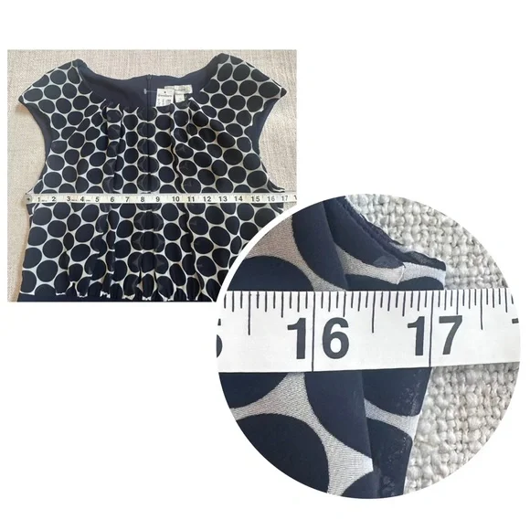 New DRESSBARN Navy White Midi Dress Circle Professional Church Timeless Women 12 - Picture 12 of 15